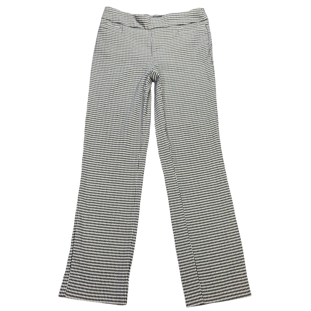 Kim Rogers Pull On Pants Women's Size 6P Black White Houndstooth Metallic